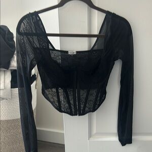 Garage Black Lace Long Sleeve Top
